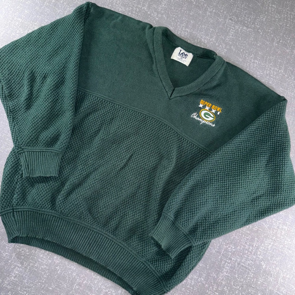 Vintage Lee Sport Green Bay Packers Super Bowl XXXI Champions Sweater‎ Green M
